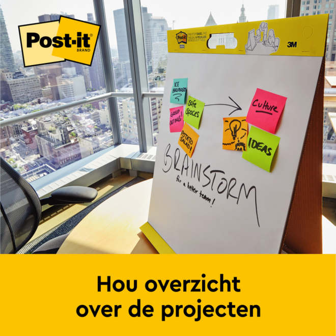 Meeting chart Post-it 563R Super Sticky 50,8x58,4cm met tafelstandaard ...